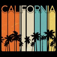Retro California Palms Drawstring Bag