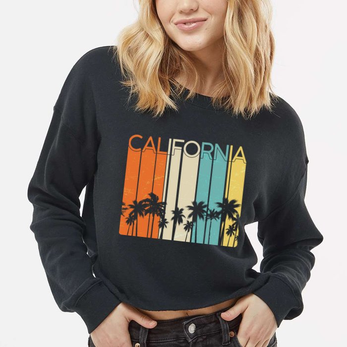 Retro California Palms Cropped Pullover Crew