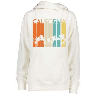 Retro California Palms Womens Funnel Neck Pullover Hood