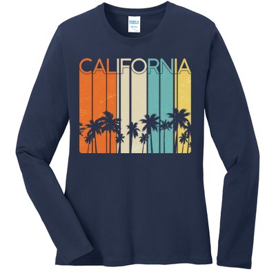 Retro California Palms Ladies Long Sleeve Shirt