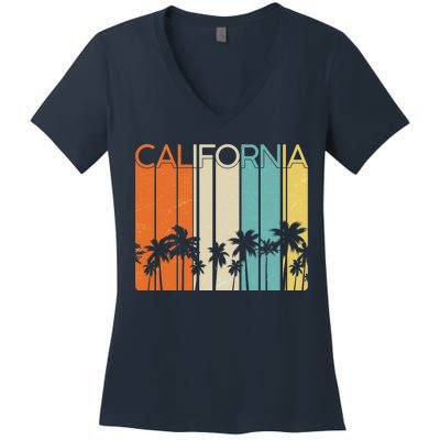 Retro California Palms Women's V-Neck T-Shirt