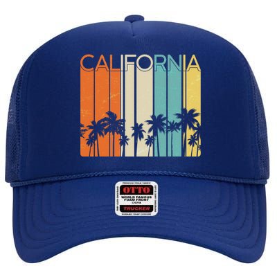 Retro California Palms High Crown Mesh Back Trucker Hat