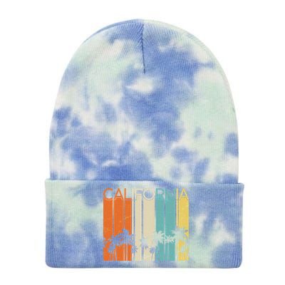 Retro California Palms Tie Dye 12in Knit Beanie