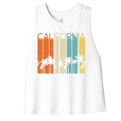 Retro California Palms Women's Racerback Cropped Tank