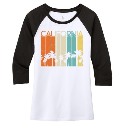 Retro California Palms Women's Tri-Blend 3/4-Sleeve Raglan Shirt