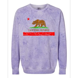 Retro California Republic Flag Colorblast Crewneck Sweatshirt