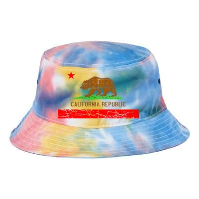 Retro California Republic Flag Tie Dye Newport Bucket Hat