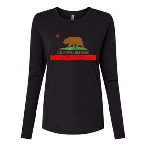 Retro California Republic Flag Womens Cotton Relaxed Long Sleeve T-Shirt