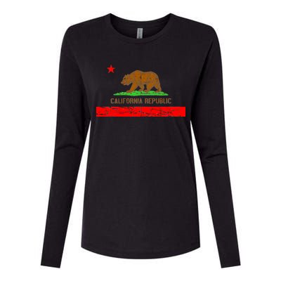 Retro California Republic Flag Womens Cotton Relaxed Long Sleeve T-Shirt