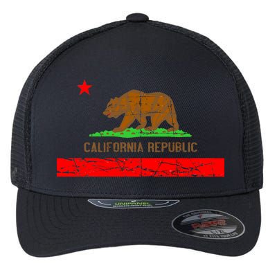 Retro California Republic Flag Flexfit Unipanel Trucker Cap