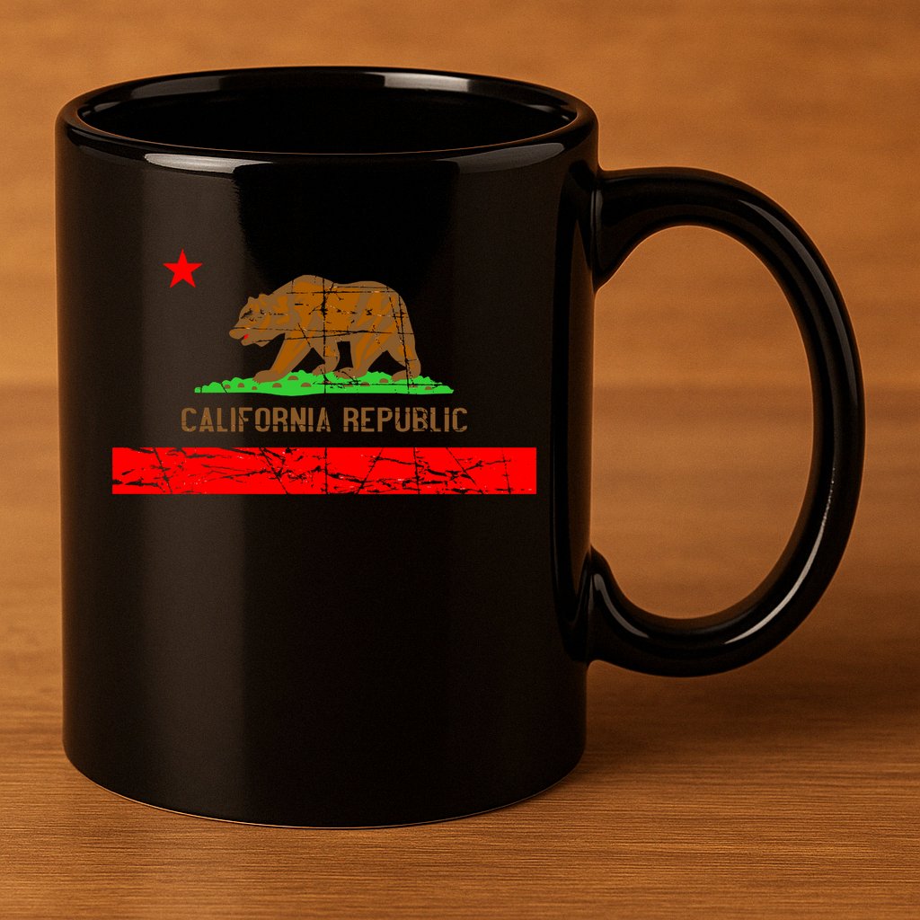 Retro California Republic Flag 11oz C Handle Ceramic Mug