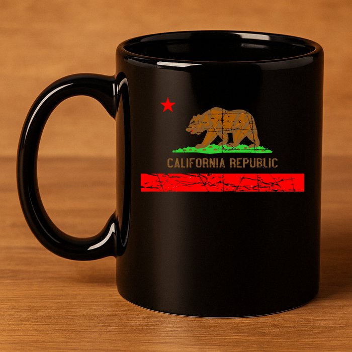 Retro California Republic Flag 11oz C Handle Ceramic Mug