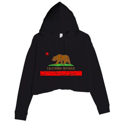 Retro California Republic Flag Crop Fleece Hoodie