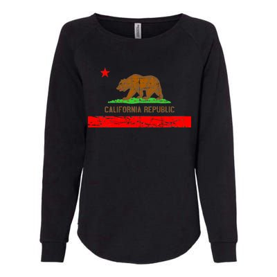 Retro California Republic Flag Womens California Wash Sweatshirt