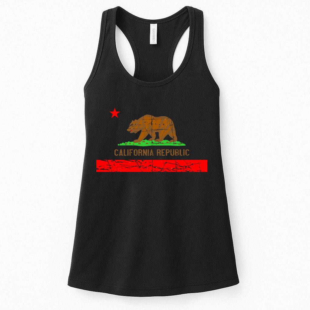 Retro California Republic Flag Womens Tank Top