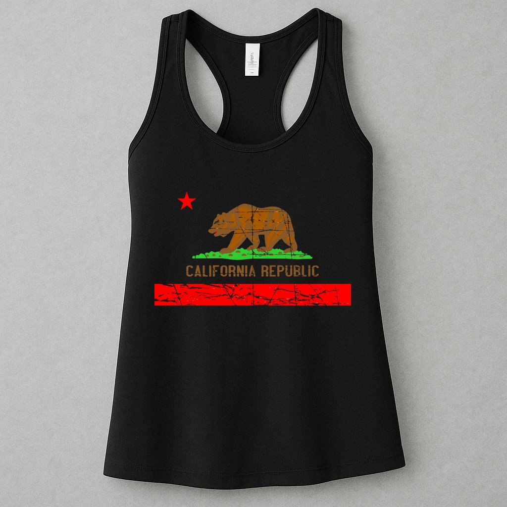 Retro California Republic Flag Womens Tank Top