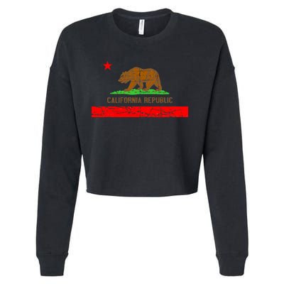 Retro California Republic Flag Cropped Pullover Crew