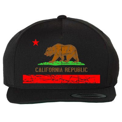 Retro California Republic Flag Wool Snapback Cap