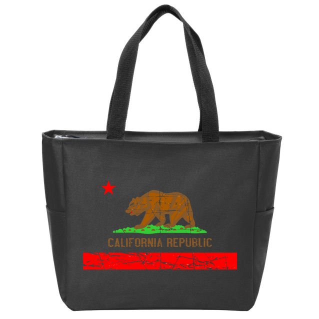 Retro California Republic Flag Zip Tote Bag