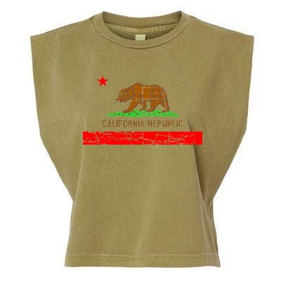 Retro California Republic Flag Garment-Dyed Women's Muscle Tee