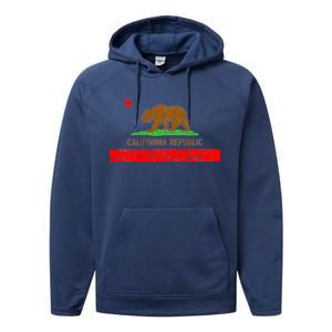 Retro California Republic Flag Performance Fleece Hoodie