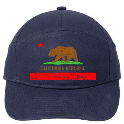 Retro California Republic Flag 7-Panel Snapback Hat