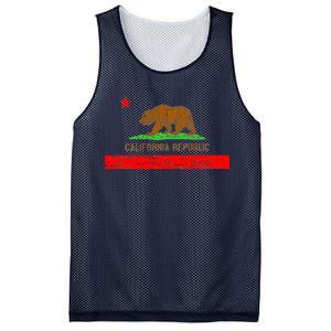 Retro California Republic Flag Mesh Reversible Basketball Jersey Tank