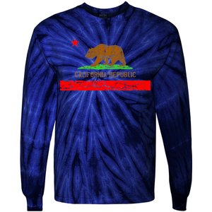 Retro California Republic Flag Tie-Dye Long Sleeve Shirt