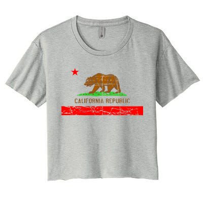 Retro California Republic Flag Women's Crop Top Tee