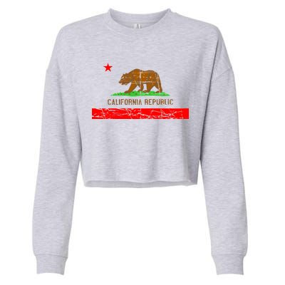 Retro California Republic Flag Cropped Pullover Crew