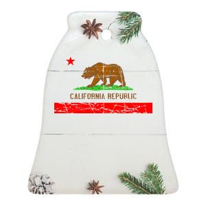 Retro California Republic Flag Ceramic Bell Ornament