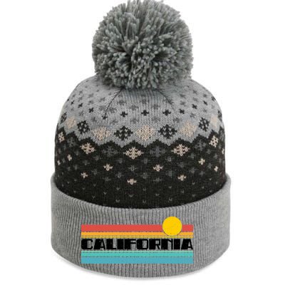 Retro California Stripe Logo The Baniff Cuffed Pom Beanie