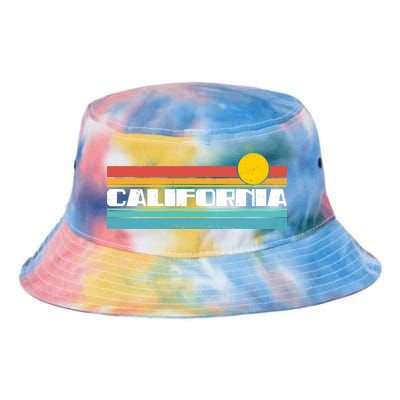 Retro California Stripe Logo Tie Dye Newport Bucket Hat