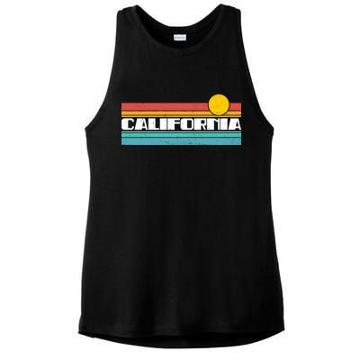 Retro California Stripe Logo Ladies PosiCharge Tri-Blend Wicking Tank