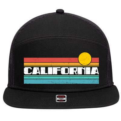 Retro California Stripe Logo 7 Panel Mesh Trucker Snapback Hat