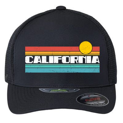 Retro California Stripe Logo Flexfit Unipanel Trucker Cap