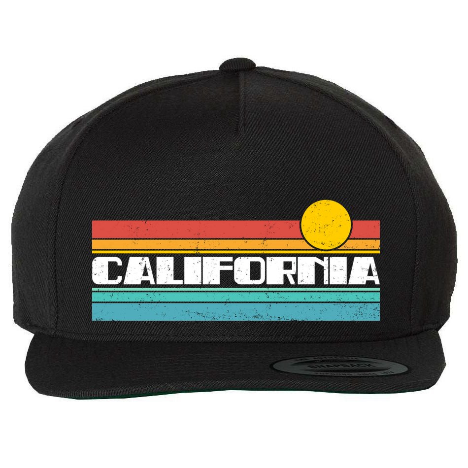 Retro California Stripe Logo Wool Snapback Cap
