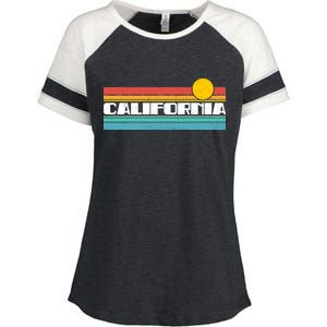 Retro California Stripe Logo Enza Ladies Jersey Colorblock Tee