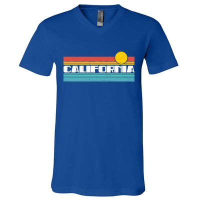 Retro California Stripe Logo V-Neck T-Shirt