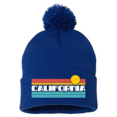 Retro California Stripe Logo Pom Pom 12in Knit Beanie