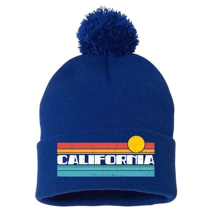 Retro California Stripe Logo Pom Pom 12in Knit Beanie