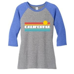 Retro California Stripe Logo Women's Tri-Blend 3/4-Sleeve Raglan Shirt