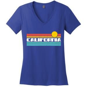 Retro California Stripe Logo Women's V-Neck T-Shirt