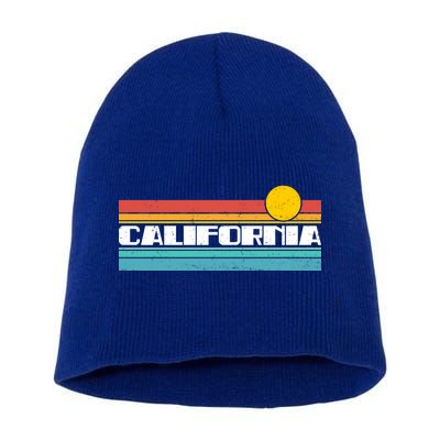 Retro California Stripe Logo Short Acrylic Beanie