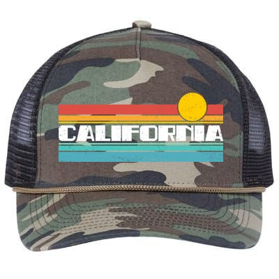 Retro California Stripe Logo Retro Rope Trucker Hat Cap