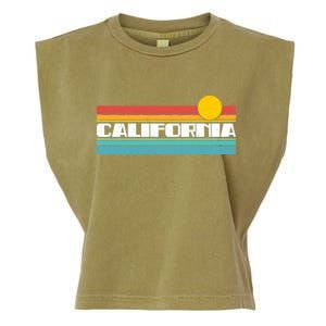 Retro California Stripe Logo Garment-Dyed Women's Muscle Tee