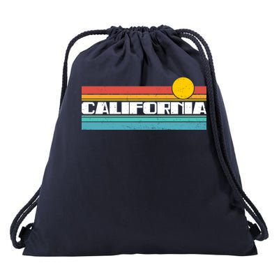 Retro California Stripe Logo Drawstring Bag