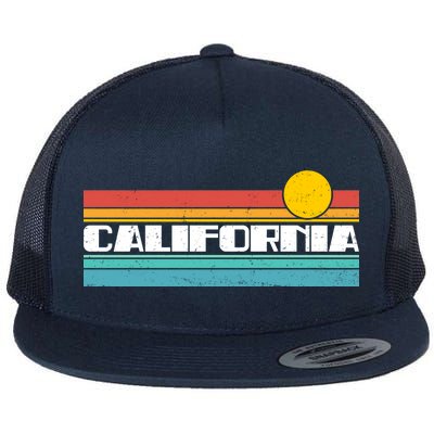 Retro California Stripe Logo Flat Bill Trucker Hat