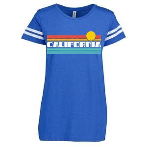 Retro California Stripe Logo Enza Ladies Jersey Football T-Shirt