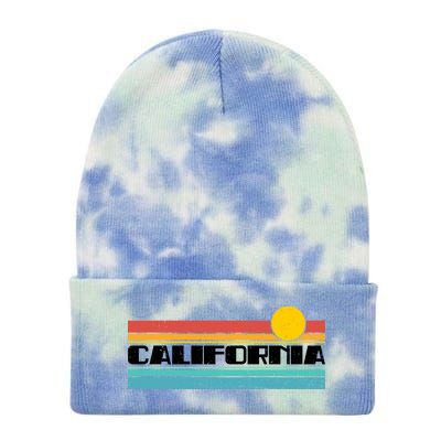 Retro California Stripe Logo Tie Dye 12in Knit Beanie